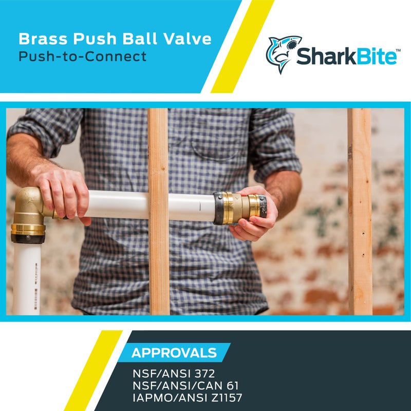 SharkBite 2 Inch Ball Valve, Push to Connect Brass Plumbing Fitting, PEX, Copper, CPVC, PE-RT and HDPE Pipe, UXLBV54 - Image 5